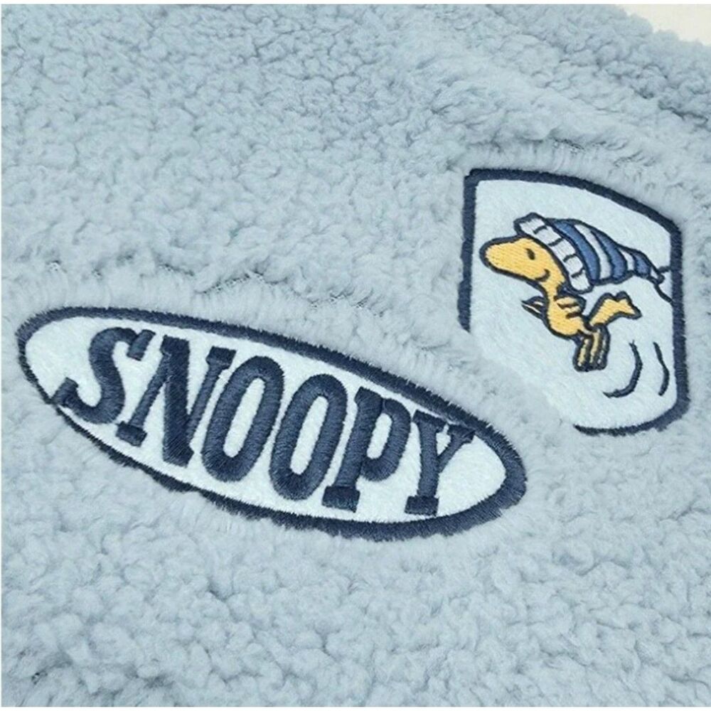 NEW Light Blue Sz XXL Embroidered SNOOPY Soft Sherpa Fleece Cozy Sweater PEANUTS - Picture 9 of 10
